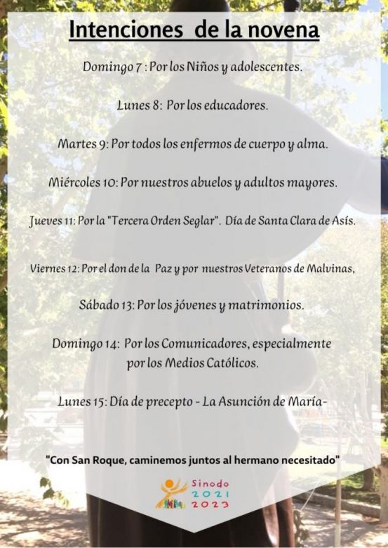 Comenzó la novena en honor a San Roque