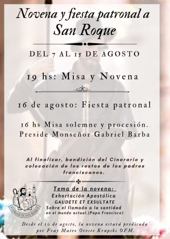 Comenzó la novena en honor a San Roque